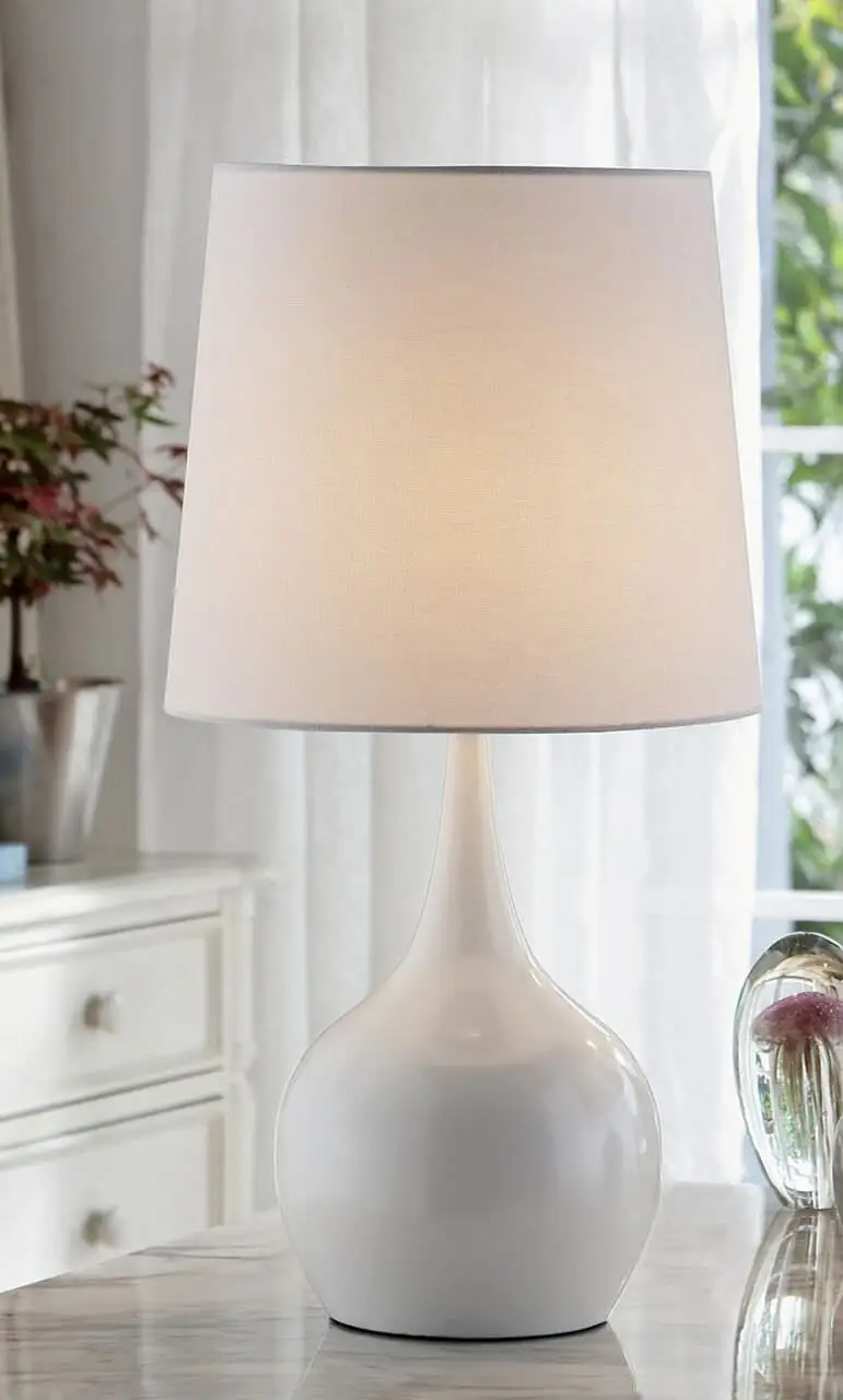 

HMTX 23.5" NIYOR POWDER WHITE MID-CENTURY MODERN TOUCH ON METAL TABLE LAMP