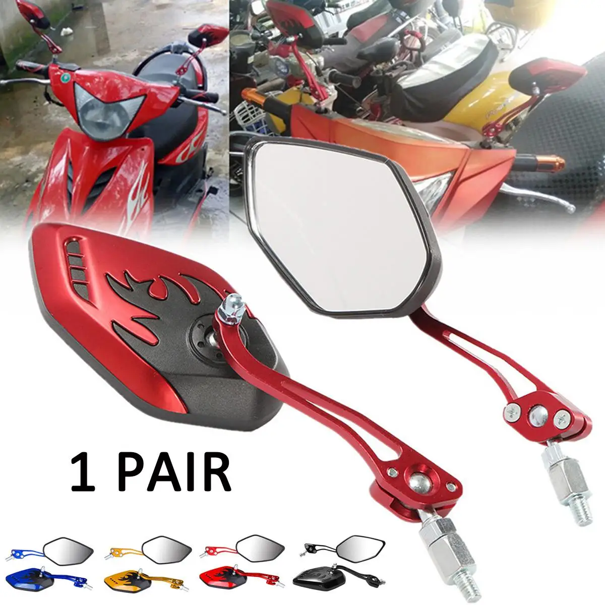 

2PCS/Pair Universal Motorcycle Rearview Mirror 360 Degree Rotation Side Rearview Mirrors Scooter Motocross Sided Convex Mirror