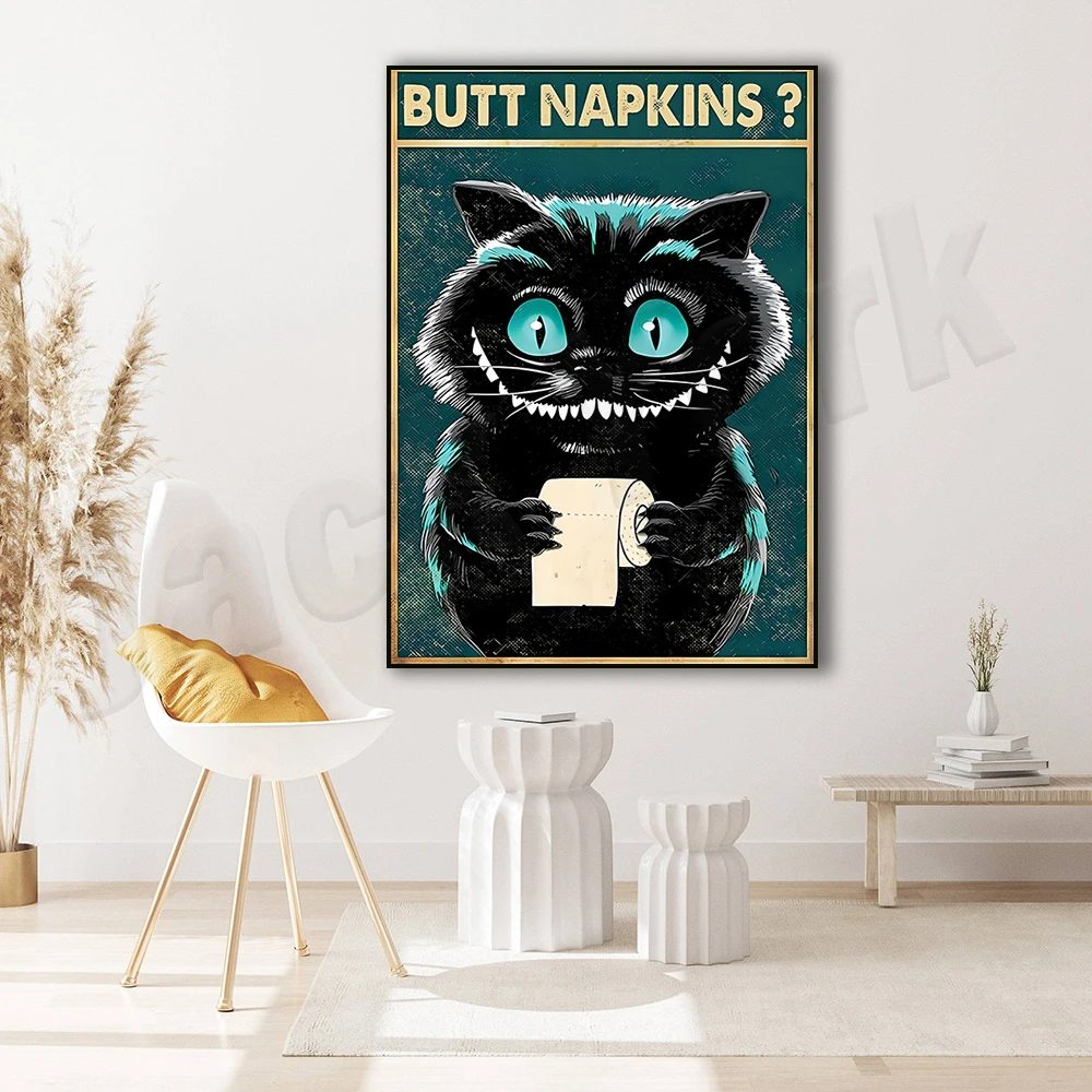 

Cheshire Cat Bathroom Fun Art, Cheshire Cat Butt Napkins, Cat Fun Bathroom Vanity Decor, Cheshire Cat Wall Decor Poster