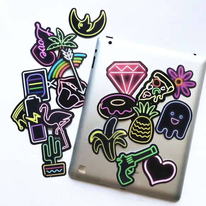21 шт./лот красочные неоновые Стикеры для автомобиля ноутбука чемодана компьютера