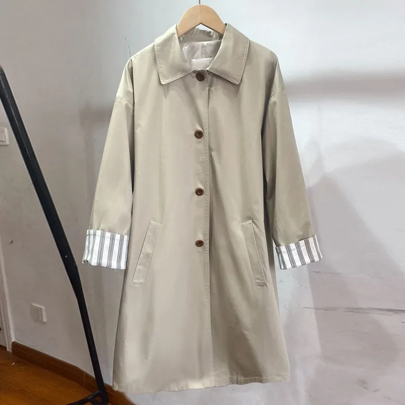 Женская осенняя новая куртка 2024 простой миниатюрный плащ в британском стиле