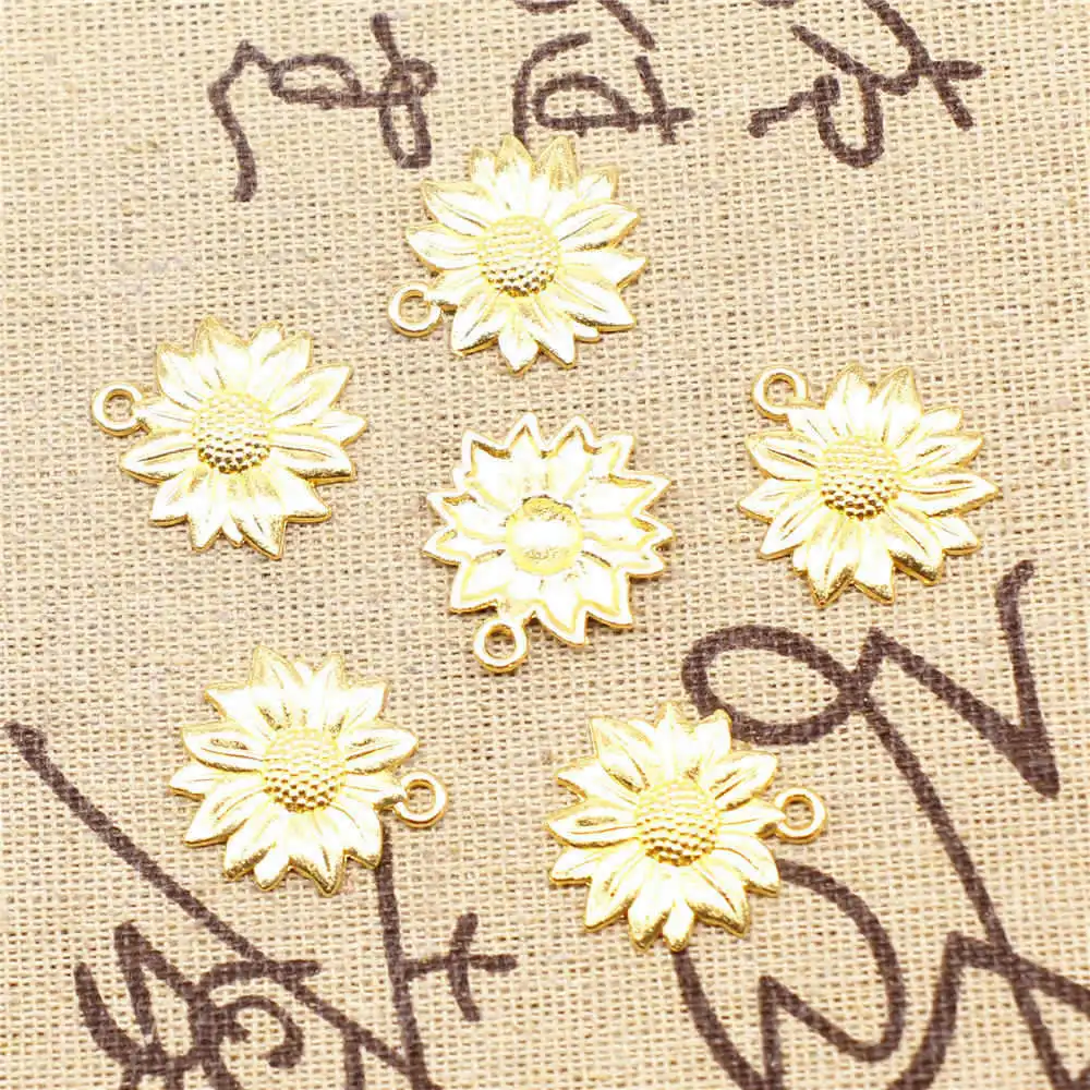 

Подвеска в виде подсолнуха, античное золото, 19x21 мм, 10 шт.