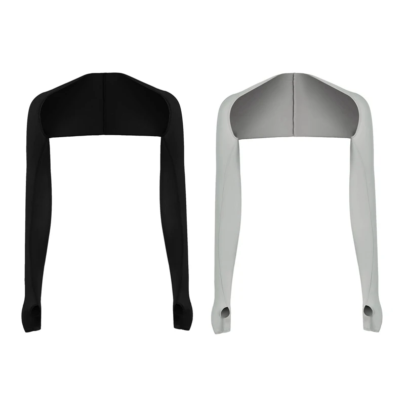 

2 шт. охлаждающая шаль, рукава, Солнцезащитная УФ-защита с отверстием для пальцев для гольфа, вождения, верховой езды, рыбалки, черный и серый