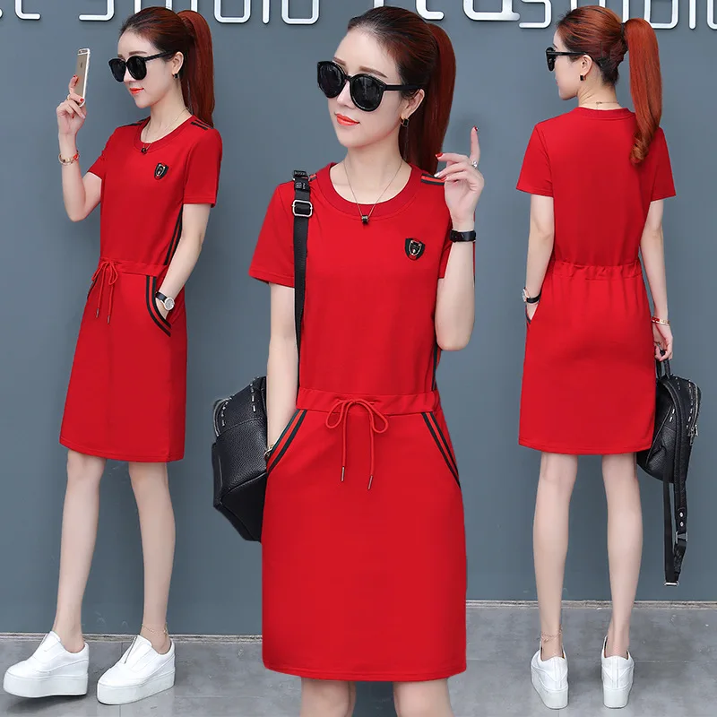 

Женское платье средней длины, повседневное облегающее платье в спортивном стиле с широкой талией, облегающая юбка с запахом, лето 2022