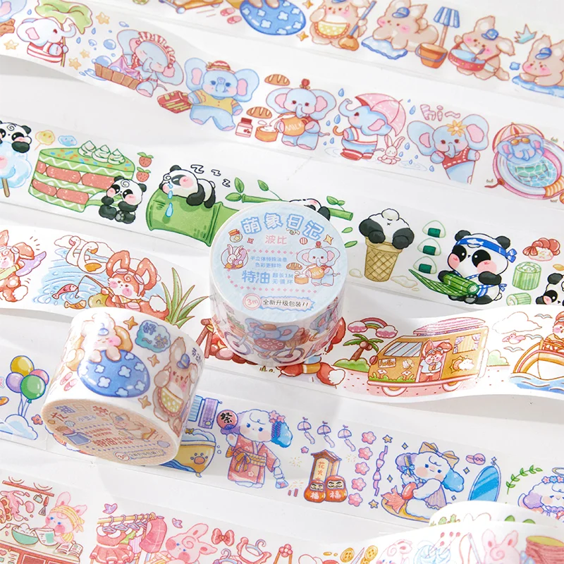 Mr. Paper 6 стилей 300 см/рулон милая фотография кролик медведь Маленький слон |