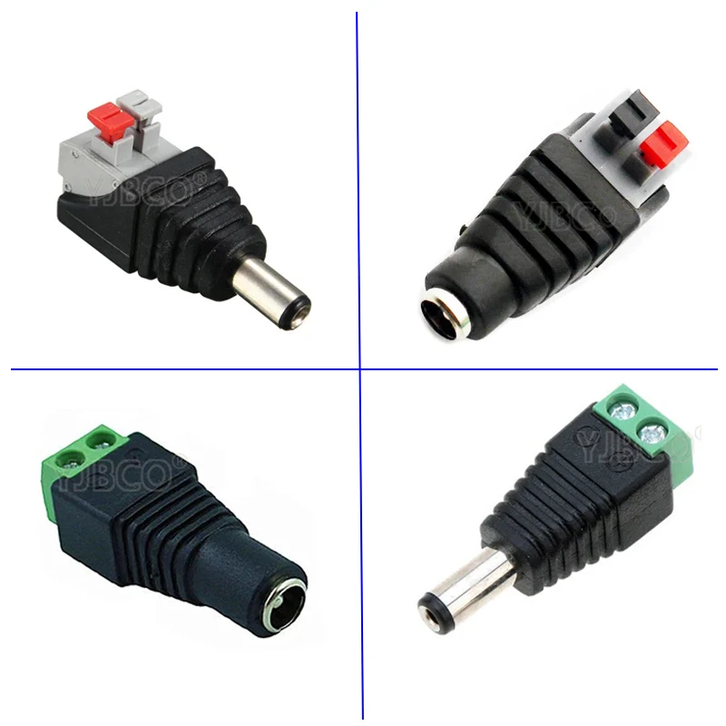 

50/100pcs Female Male 5.5mm x 2.1mm DC Power Plug Adapter Connector for CCTV Cameras/5050 3528 5060 Single Color LED Strip