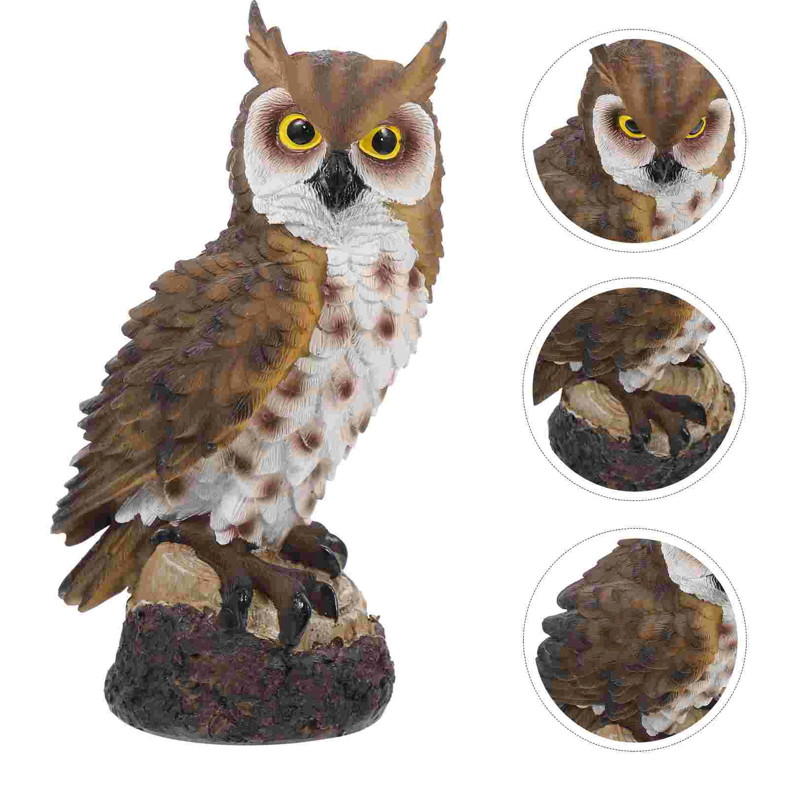 

Owl Garden Statue Figurine Bird Scarecrow Cartoon Resin Outdoor Ornament Decoration Animal Figurines Decorations Fake Sculpture