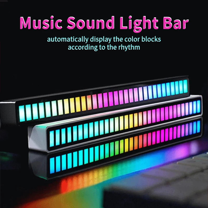 

RGB LED Sound Control Rhythm Lights Music Light Bar Nightlights Pickup Atmosphere Colorful Lamp Party Desktop Car Decorat Light