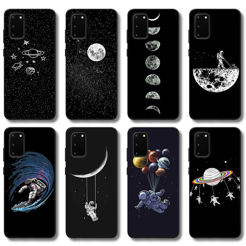 

Astronaut Moon Case for Samsung S21 A51 A50 A71 A52 A72 S20 A21S A12 A70 A32 A31 A12 A11 S10 S10e FE M31 Note 20 10 Lite Plus