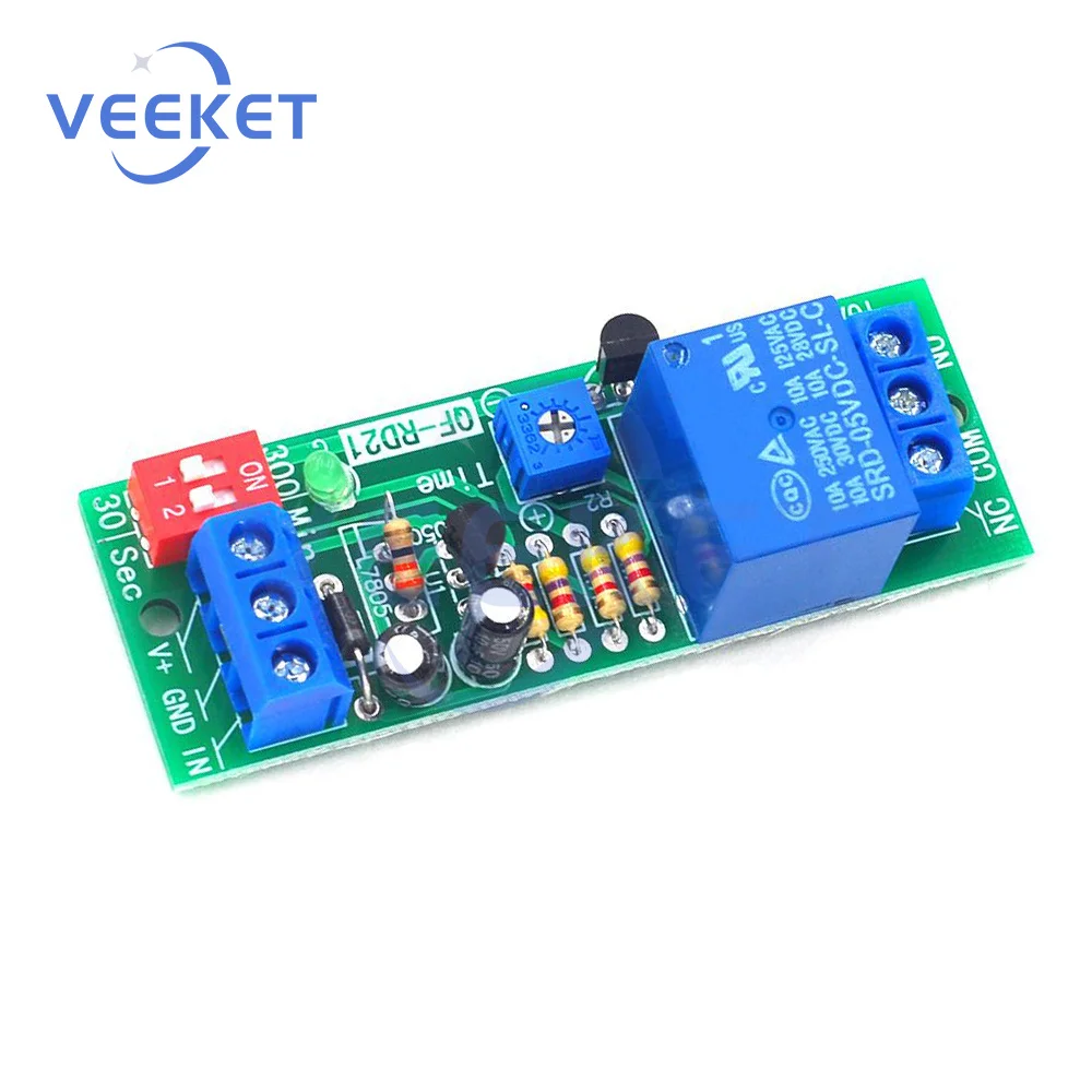 

Delay Relay Module DC5V 12V 24V 0.2s-300minutes 4 Time Ranges Power-off Delay Disconnect Switch for Auto Close When Timeout
