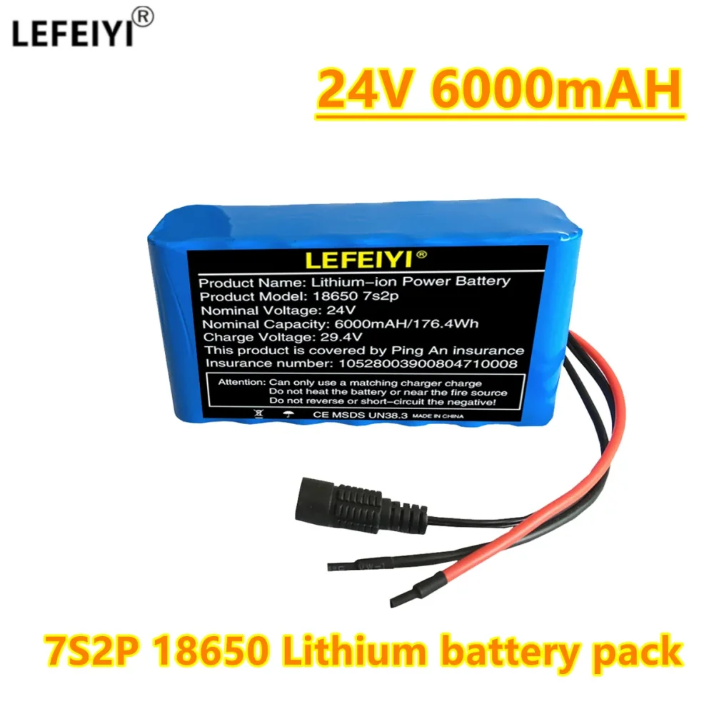 

100% High Capacity 7s2p 24V 6Ah 18650 Battery Lithium Ion Battery Pack 29.4v 6000mah Electric Bicycle Moped/Lithium Ion Battery