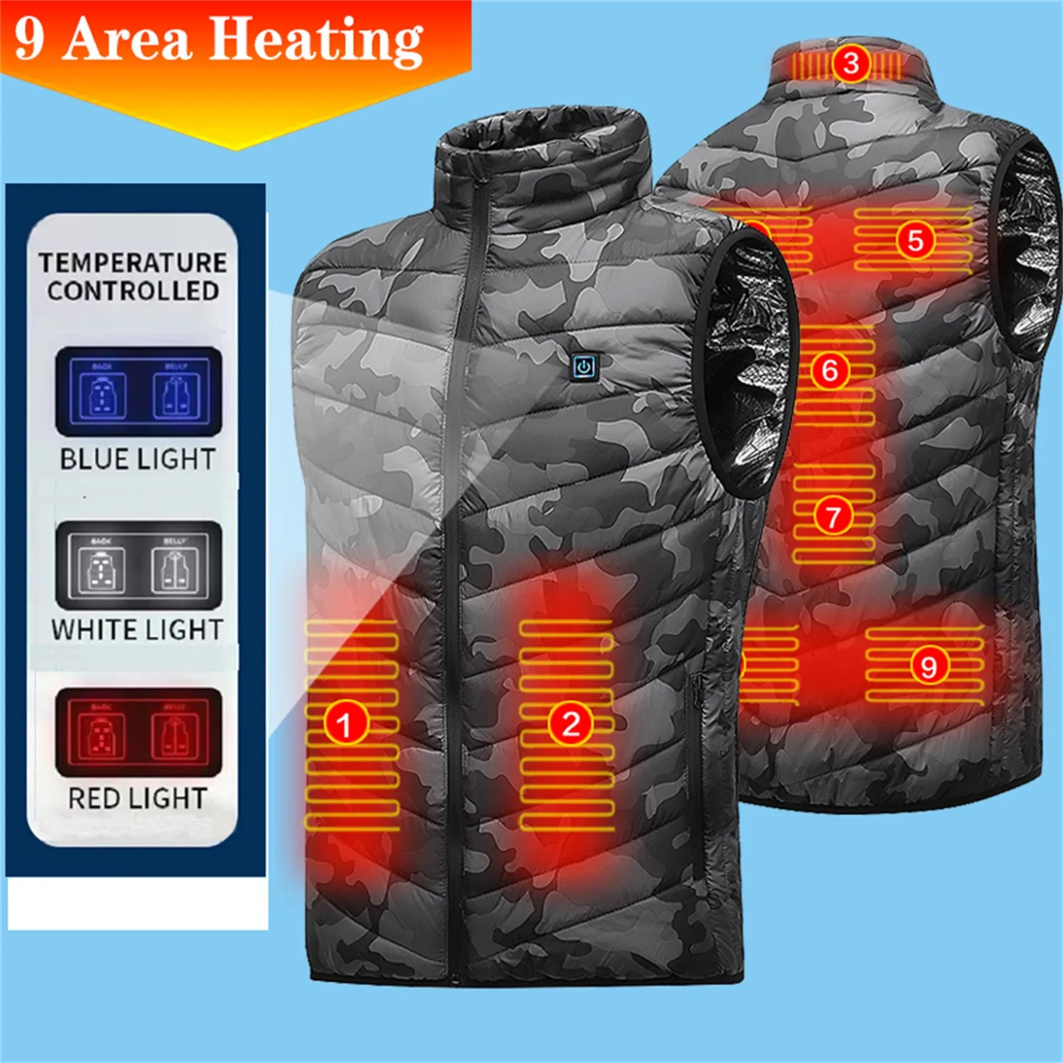 

Vest jackets Newly Upgraded Single Control 9 Heating 3 Gear Adjustment Constant Temperature Intelligent Electric Heating Vest