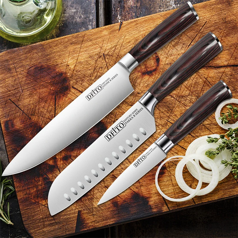

Professional Chef Knife Set Paring Santoku Knife Sharp Stainless Steel Cutter Cleaver Fish Meat Kitchen Knives Fruit Slicing
