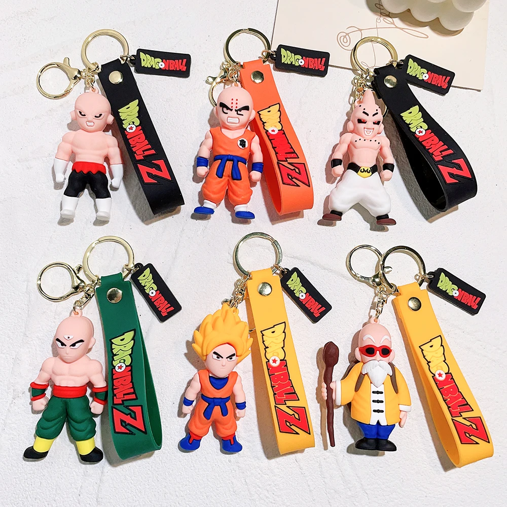 

Dragon Ball Silicone Keychain Cartoon Figure Son Goku Keyrings for Backpack Pendant 3D Action Figure Key Holder for Kids Toys Gi