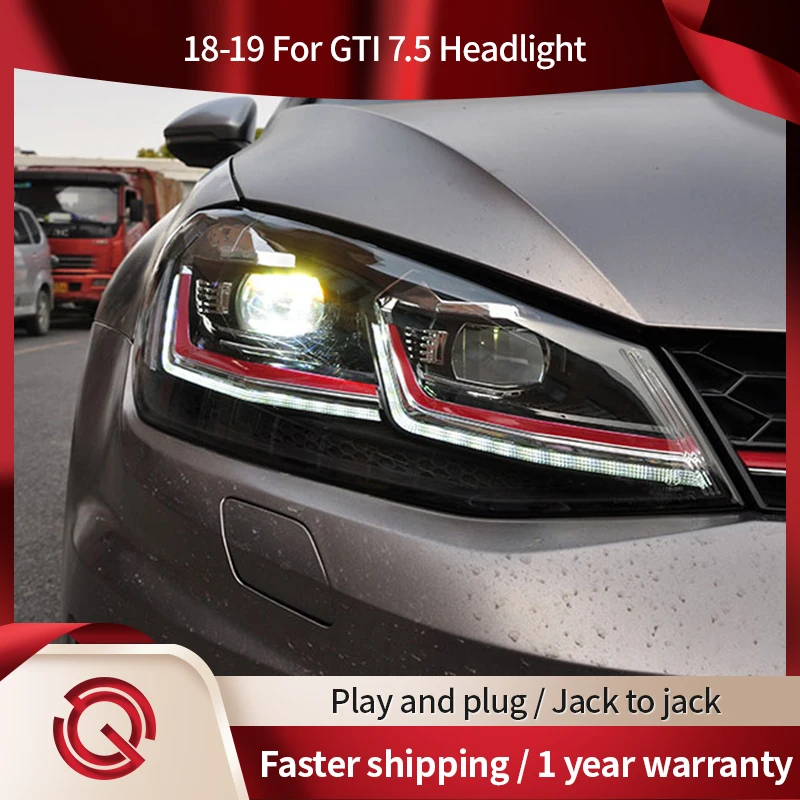 

Car Accessories Head Lamp For VW Golf 7 MK7 Headlights Golf 7.5 R LINE Design Fog Lights Day running light H7 LED Bi Xenon Bulb