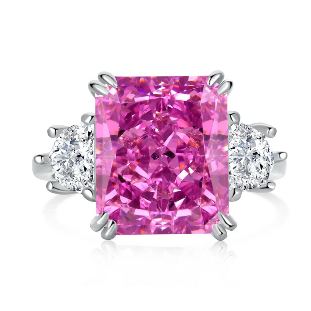 

WPB S925 Серебряные кольца женские прямоугольные кольца с бриллиантами розы женские роскошные ювелирные изделия Яркий Циркон дизайн девушки подарок