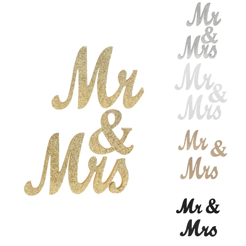 

3Pcs Wooden MR & MRS Wedding Signs Wooden Wedding Table Numbers Letters Decoration Valentine's Day Party Letter