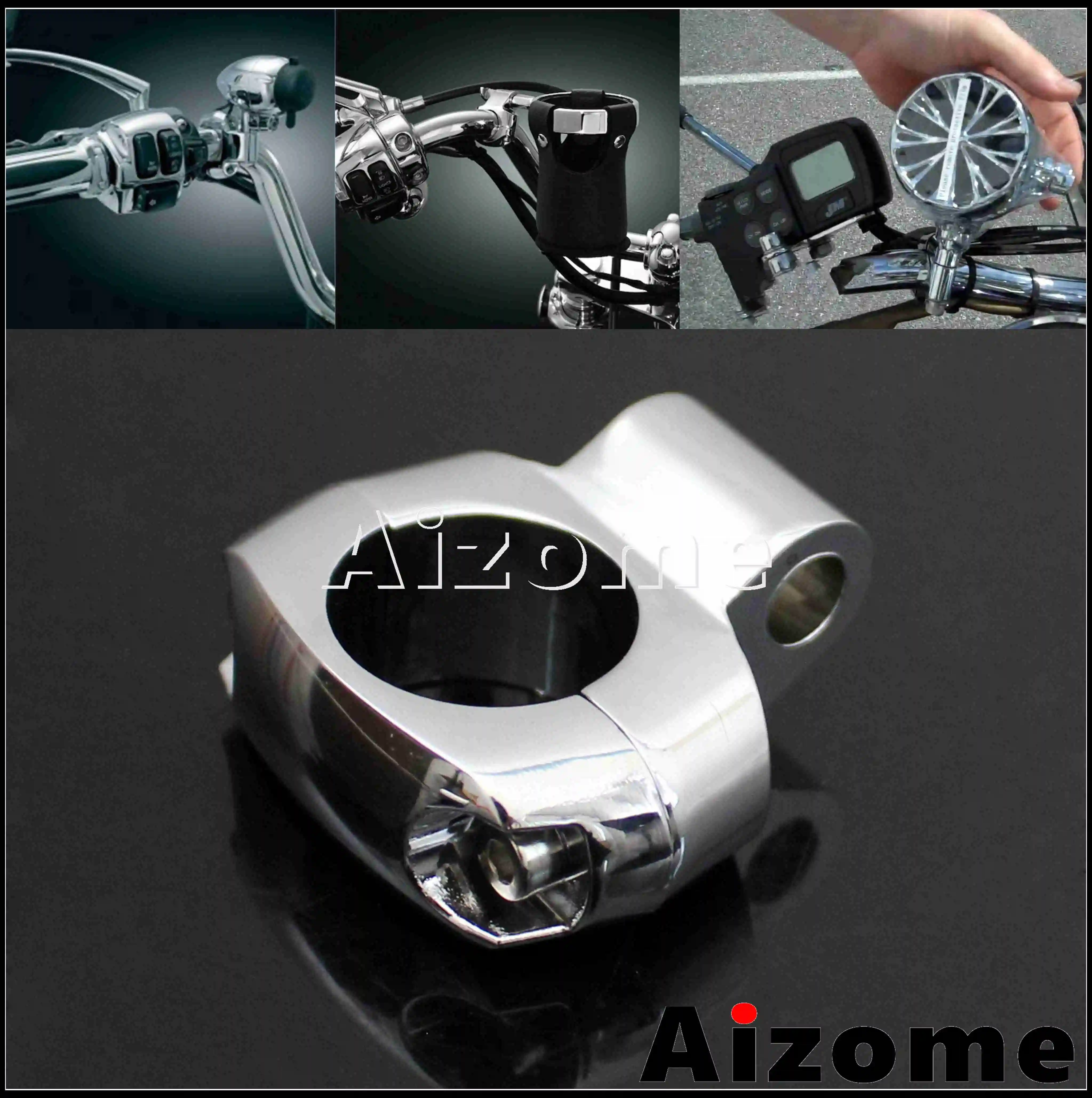 

Chrome Motorcycle 1" Handlebar Side Mirror Mounting Miller Clamp For Harley Turn Signals Speakers Mount Bracket Holder 25mm Bars