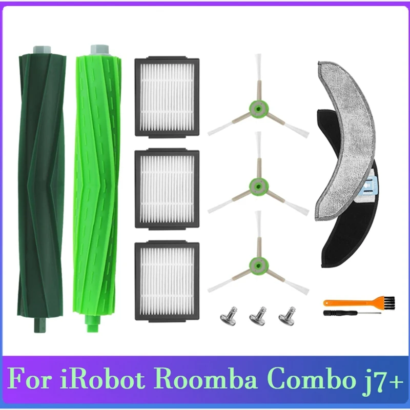 

12PCS Rubber Brushes HEPA Filters Side Brush Mop Cloth For Irobot Roomba Combo J7+ Robotic Vacuum Cleaner Accessories Parts