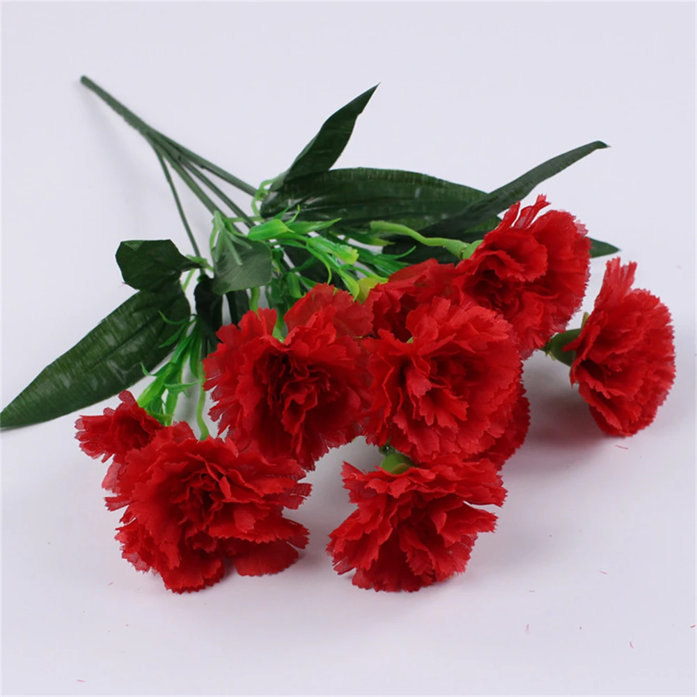 

10Head Artificial Carnation Flowers Plastic Silk Fake Flower Plants Home Party Wedding Decoration Display Gift Multi-Color