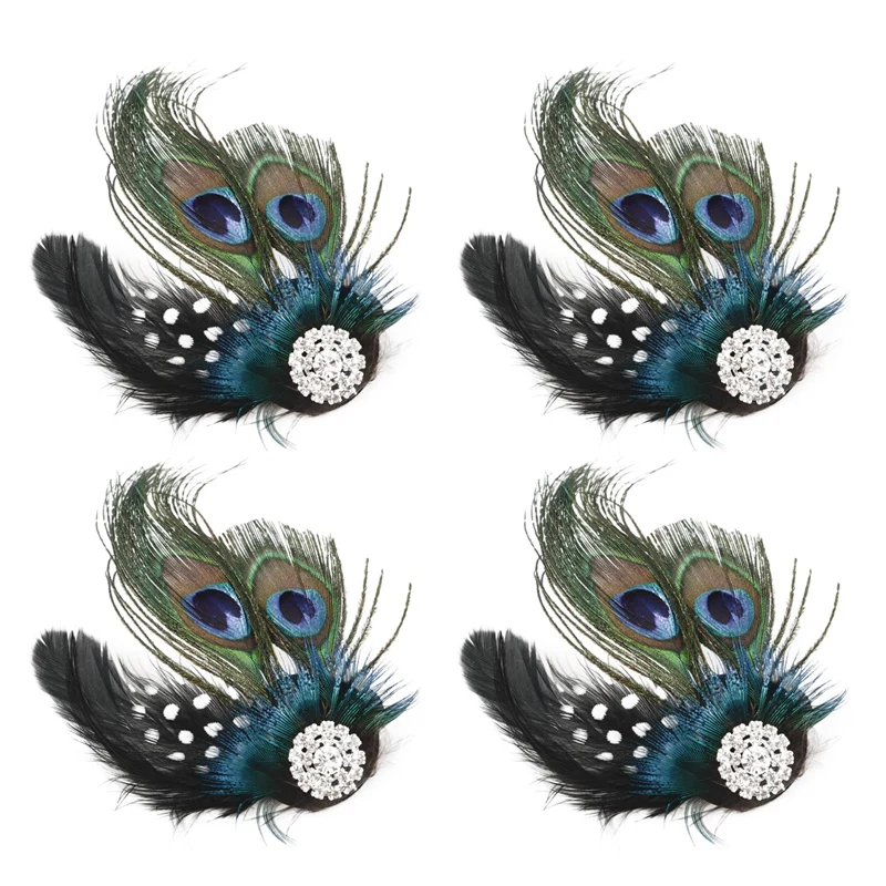 

4X Cute Peacock Feather Hair Clip