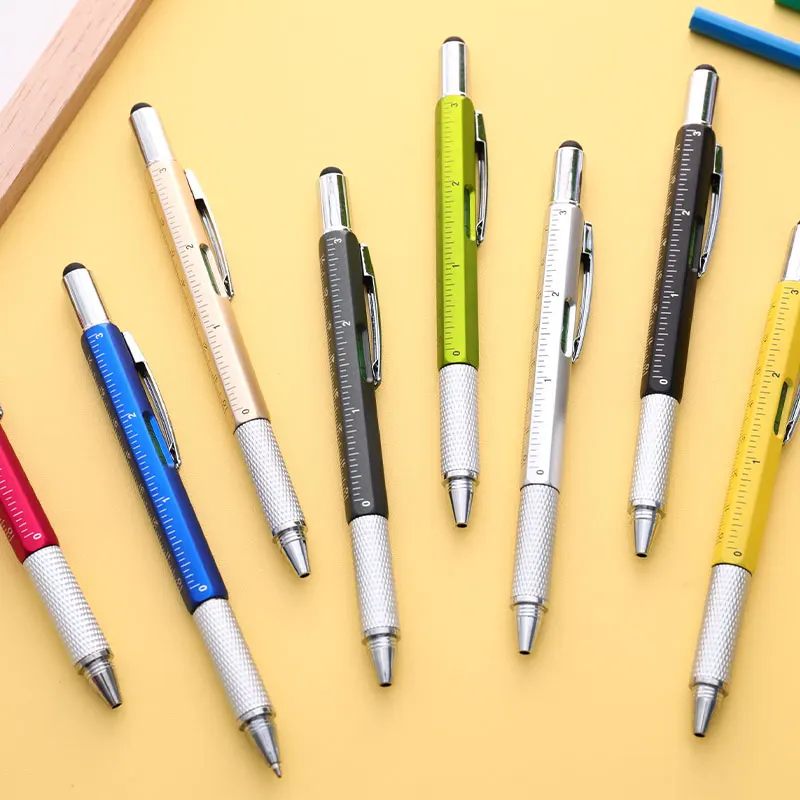 

6in 1 Multifunctional Ballpoint Pen Screwdriver Capacitive Touch Screen Ruler Office Accessories Ballpoint Pens