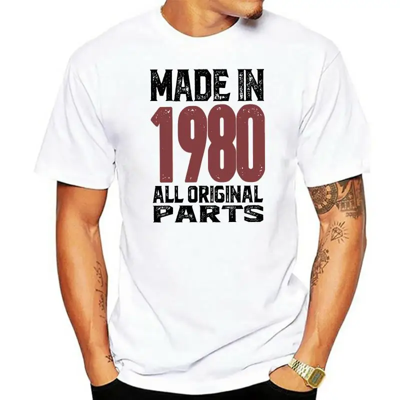 

Made In 1980 Birthday T-Shirt Men Legend Celebration Anniversary Novelty 100% Cotton Tees Crew Neck Short Sleeve T Shirt