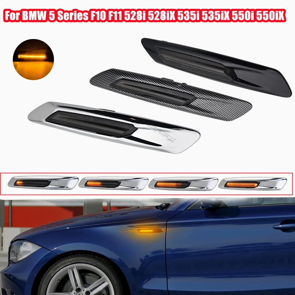 

Dynamic LED Turn Signal Side Marker Lights For BMW 5-Series F10 F11 528i 528iX 535i 535iX 550i 550iX Sequential Indicator Lamps