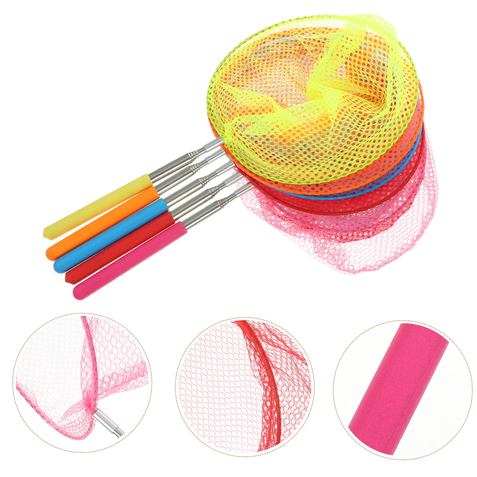 

5 Pcs Small Fishnet Pink Fishnets Extendable Bugs Large Kids Telescopic Butterfly Nylon Beach Insect Catching Child