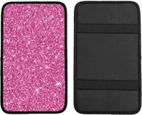 auto center console pad sparkling pink glitter print universal fit soft comfort car armrest cover fit for most sedans suv tr