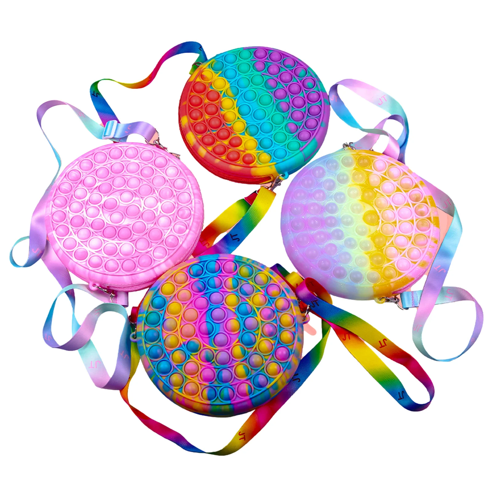 

Fidget Toys Silicone Push Bubble Stationery Storage Bags Rainbow Coin Purse Antistress Bag For Girls Children Simple Dimple Toy