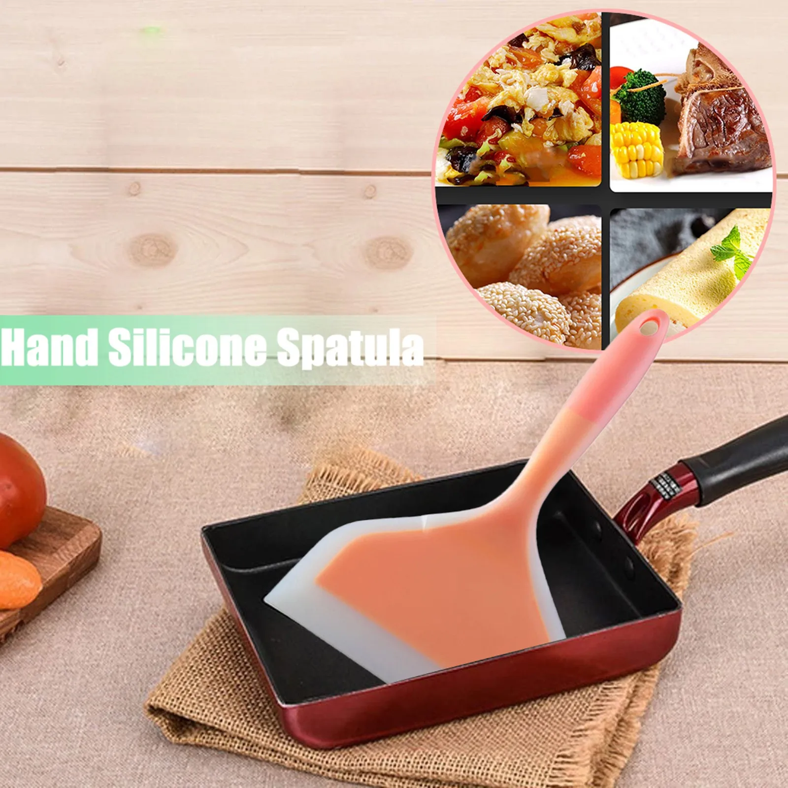 Spatula Nonstick Pancakes Silicone Shovel Wide Turner Hand Silicone Orange Kitchen，Dining Bar The Family Pan