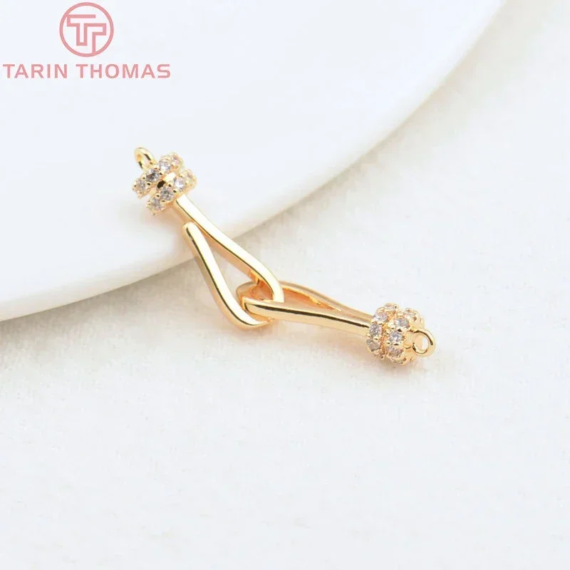 (3968) 15x6 мм 15 5x4 8 24-каратное золото латунь с цирконом подвески разъем для браслета