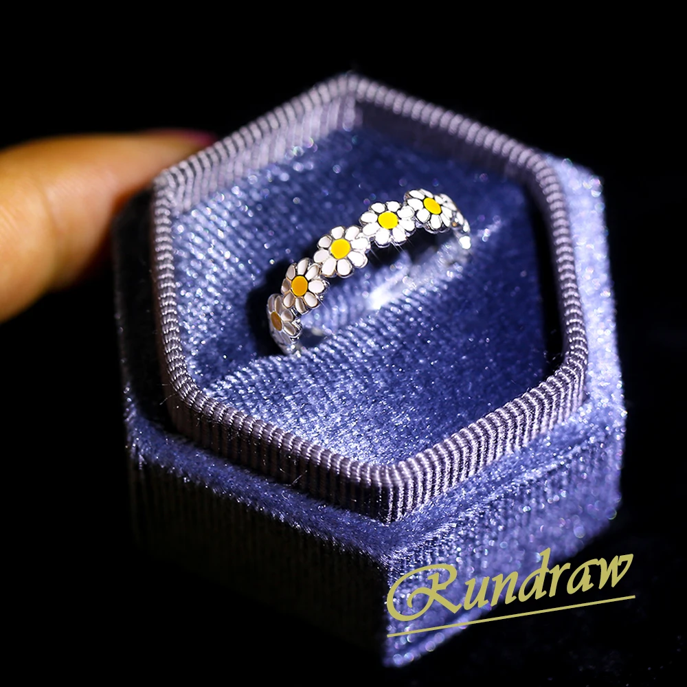 

Rundraw Sweet Cute White K Small Daisy Ring Party Wedding Bridal Engagement Rings for Women Exquisite Fashion Jewelry Gifts