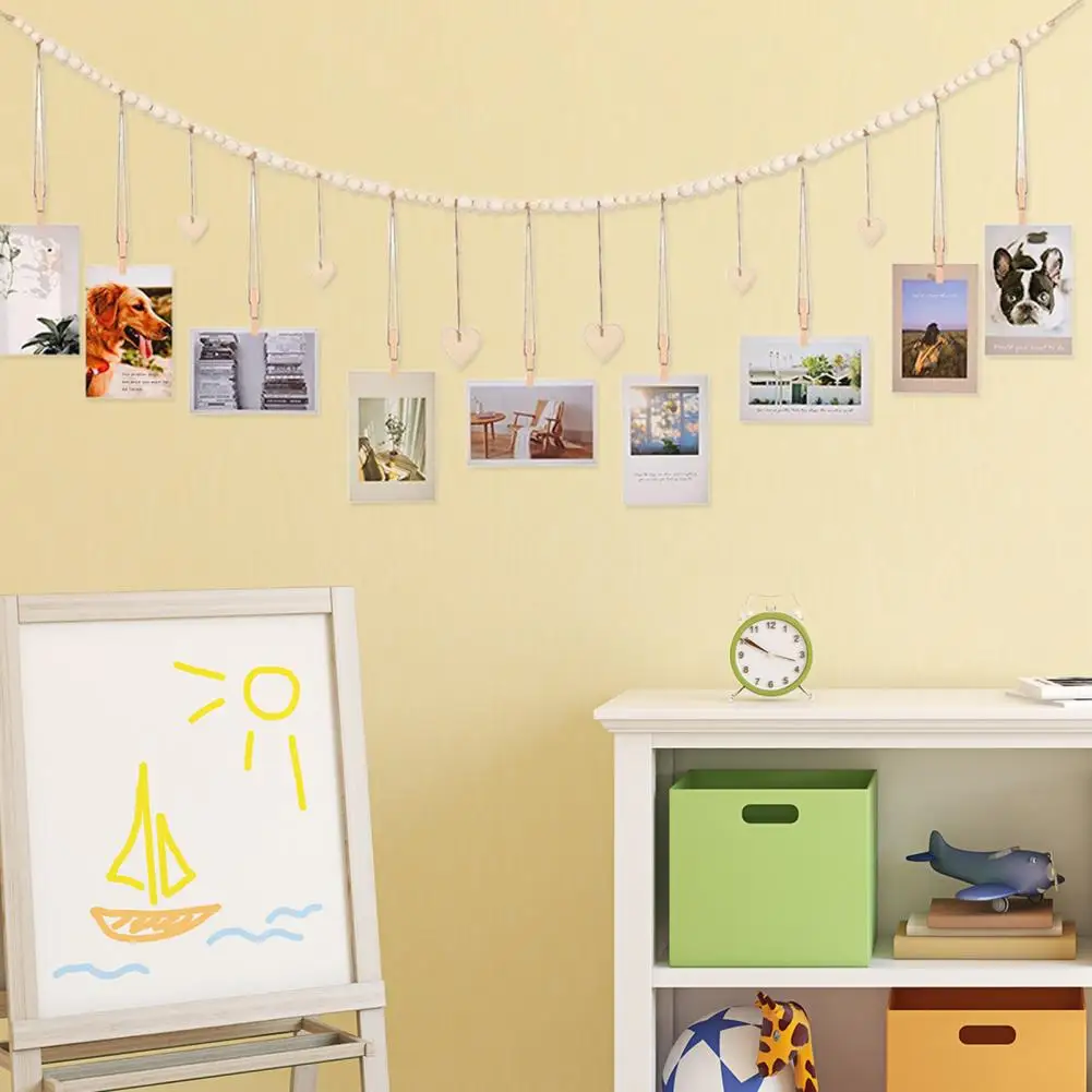 

Creative Wood Bohemian Style Wall Picture Mats Clip Holder Organizer Home Decor Photo Hanging Clip Photo Hanging Clip