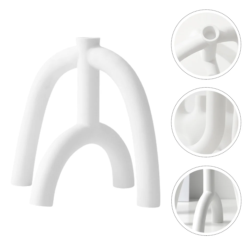 

1Pc Stylish Ceramic Candlestick Nordic Style Candleholder Home Ornament (White)