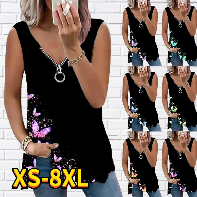 

Женская летняя майка на молнии, с V-образным вырезом