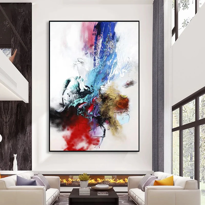 Ручная роспись маслом Картина Zao Wou-ki Абстрактная фреска Гостиная Кабинет Большой