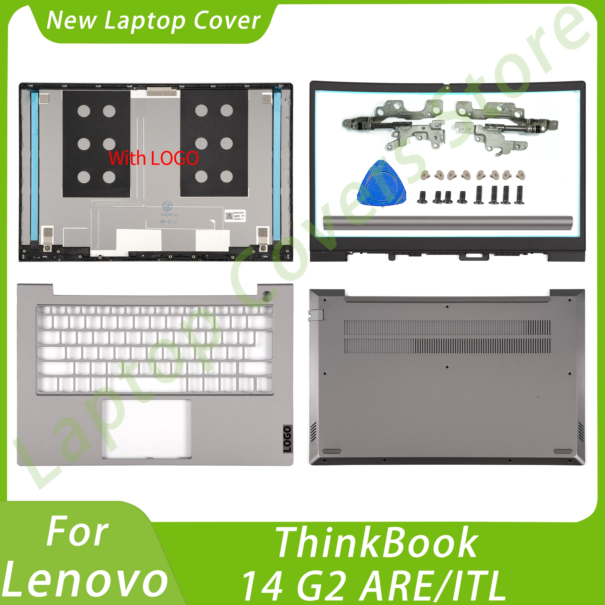 

Новые Чехлы для Lenovo ThinkBook 14 G2 ARE/ITL, задняя крышка ЖК-дисплея, передняя панель, петли, запасные части для ноутбуков, серебристые