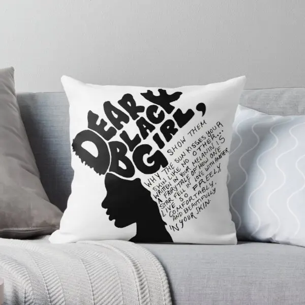 

Dear Black Girl Printing Throw Pillow Cover Decorative Waist Anime Case Decor Fashion Bedroom Bed Wedding Pillows not include