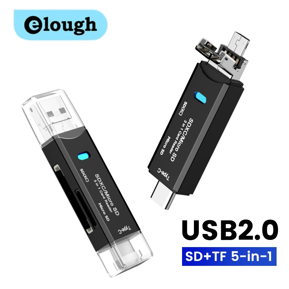 Elough 3 в 1 кардридер карта памяти многофункциональный TF/SD для iphon 15 мобильный