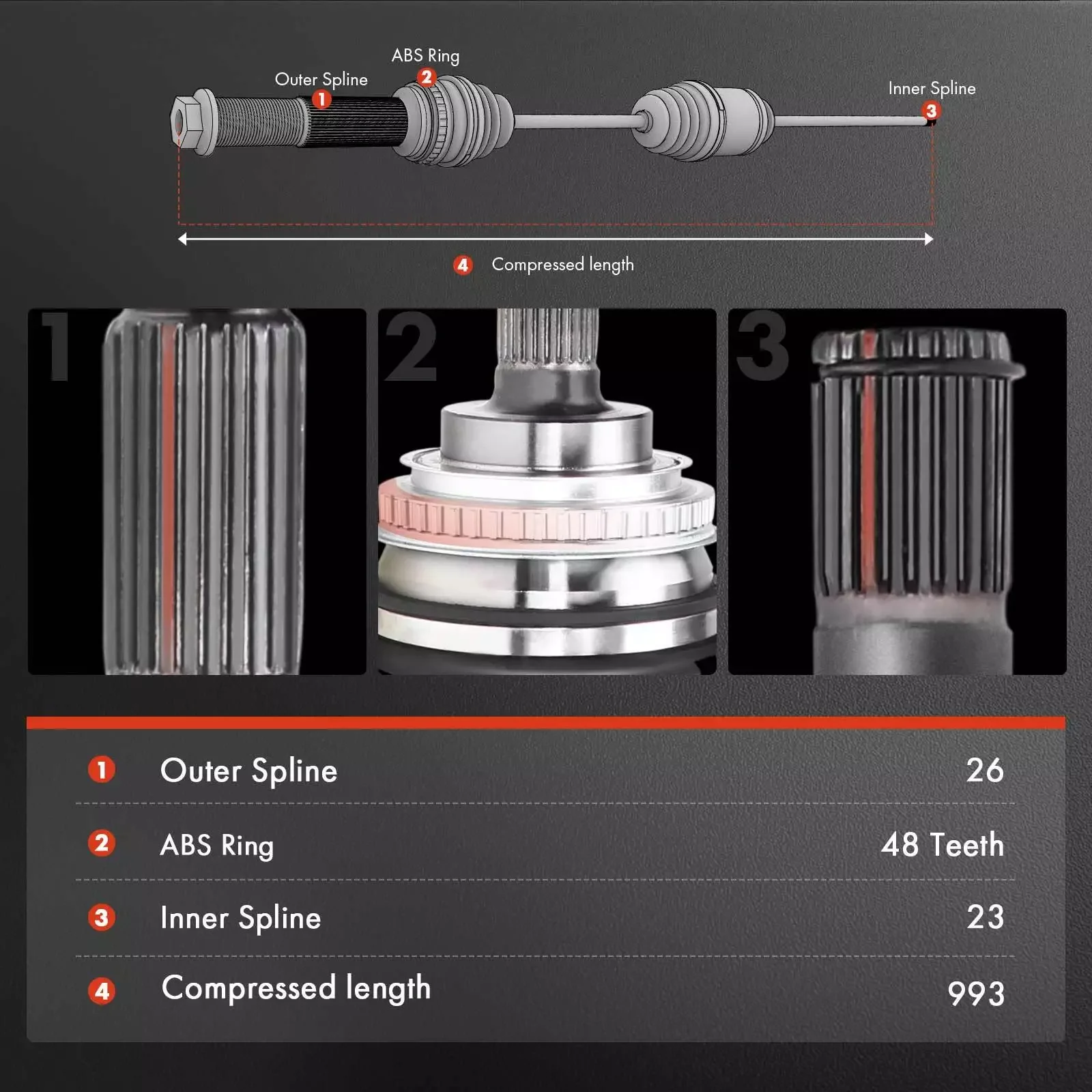Передняя ось пассажира CV в сборе для Volvo S60 2001-2005 V70 2001-2007 L5 2.4L