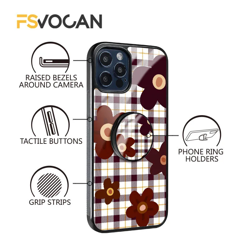 Держатель для телефона с цветами и мрамором iPhone 15 14 13 12 11 Pro Max Plus защитные