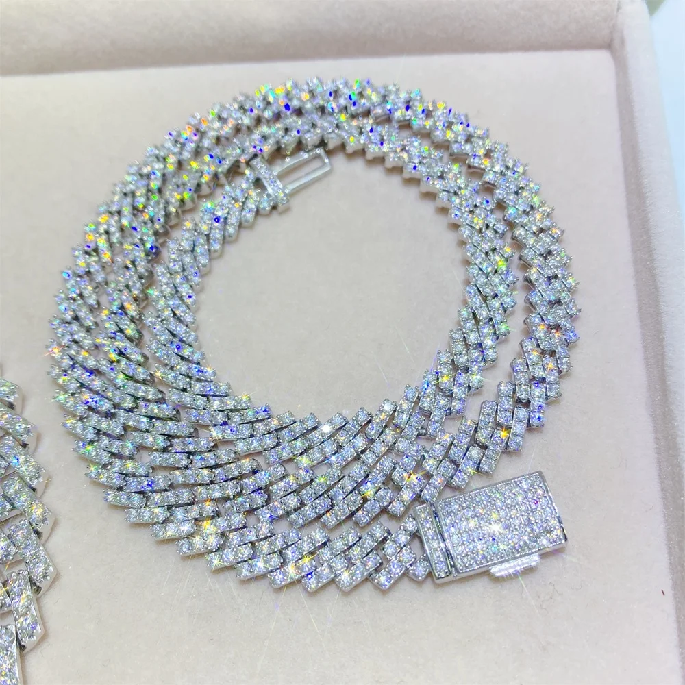 

Pass diamond tester 13mm 22" 14k 18k gold plated big iced out moissanite miami hip hop jewelry cuban link chain