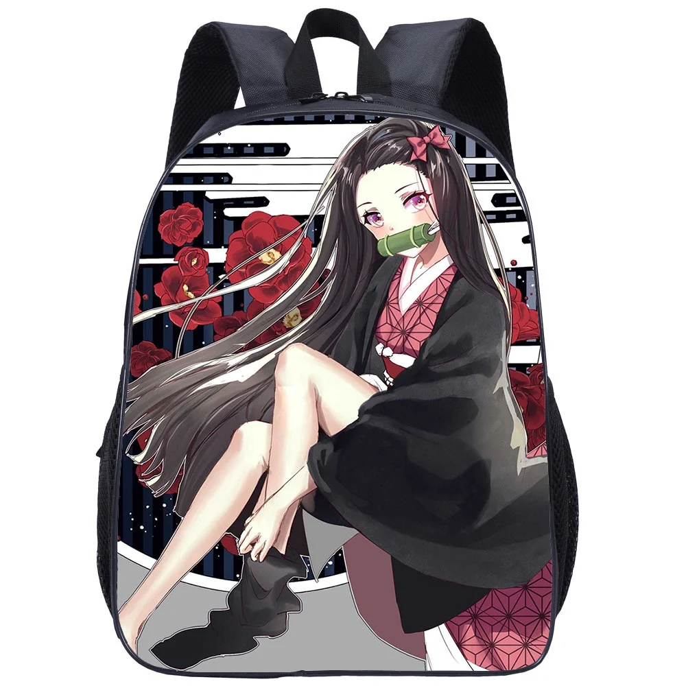 New 3D Printed 16 Inches Children Anime Backpacks Demon Slayer Nezuko Tanjirou Primary Girl Boy Students Cartoon Schoolbags Hot