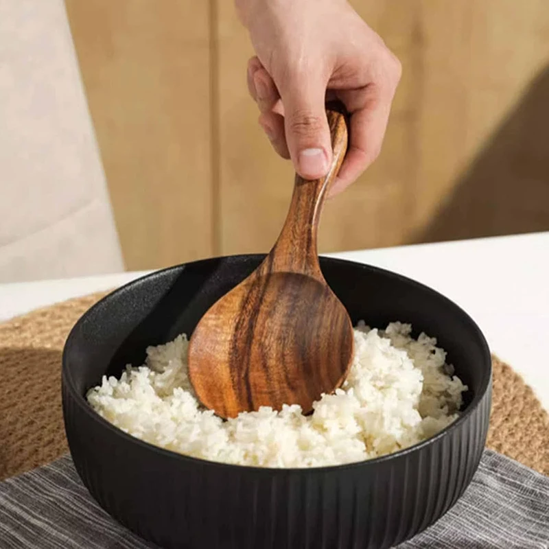 Фото Деревянная ложка для риса Деревянная кухонная ложка Ложка для риса Ложка Половник Столовая ложка Большая сервировочная ложка Посуда Кухонная утварь тоже приготовиться №4