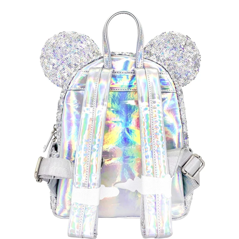 Фото 6-й стильный мини-рюкзак Loungefly Disney с голографическими пайетками и Минни Тинкер Белл Русалка №3