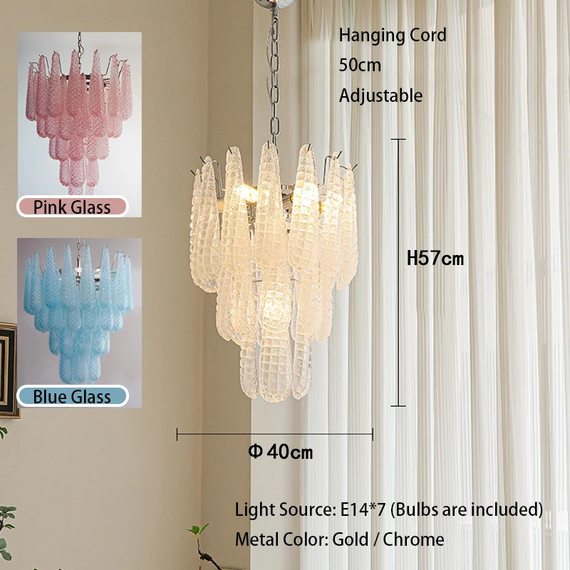 

Винтажная люстра Yue Huqin, розово-синяя, стеклянная