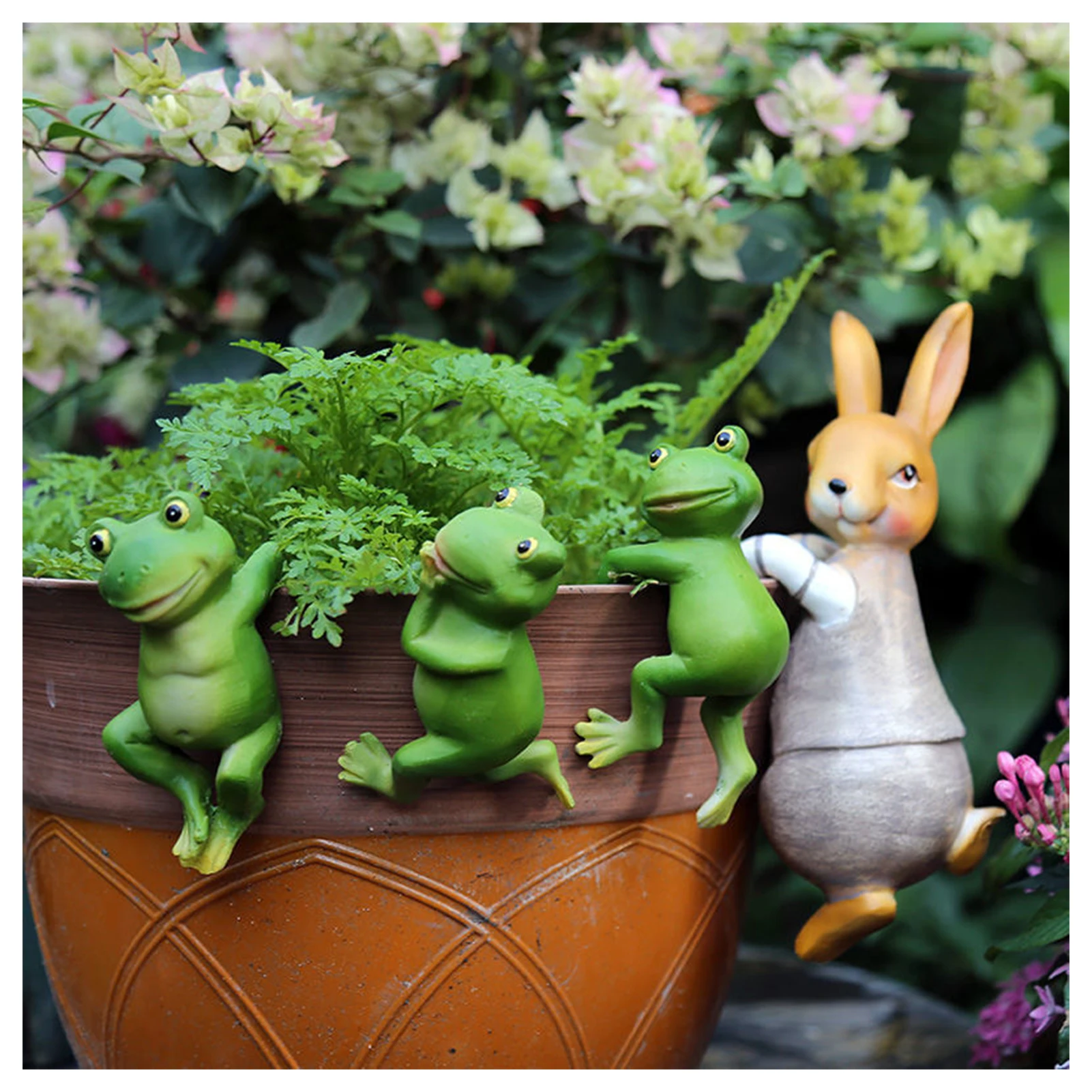 

Cartoon Hanging Potted Pendant Resin Frog And Bunny Miniature Home And Garden Landscape