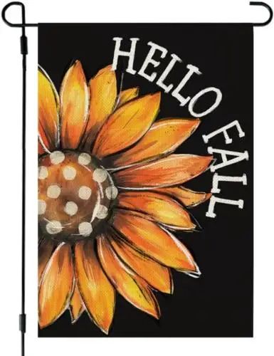 Садовый флаг Hello Fall с цветочным принтом 12X18 дюймов двухсторонняя маленькая